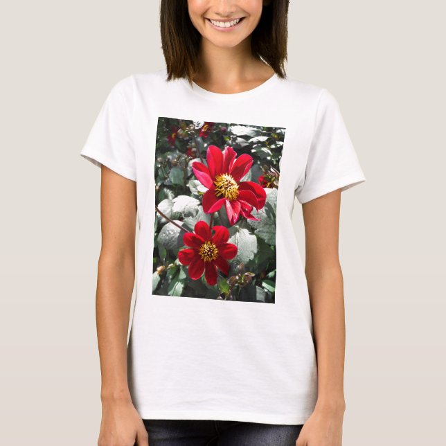 röd daisy/daisy blommor t shirt (Framsida)