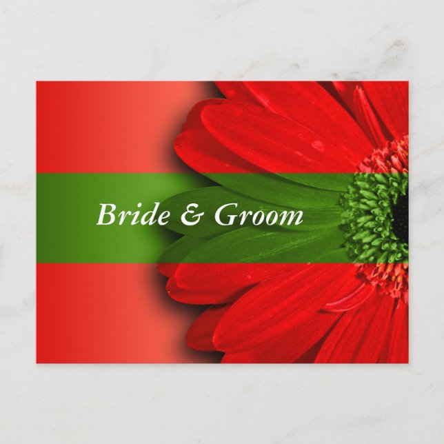 Röd Daisy Sparat datumet Meddelande Vykort (Framsida)