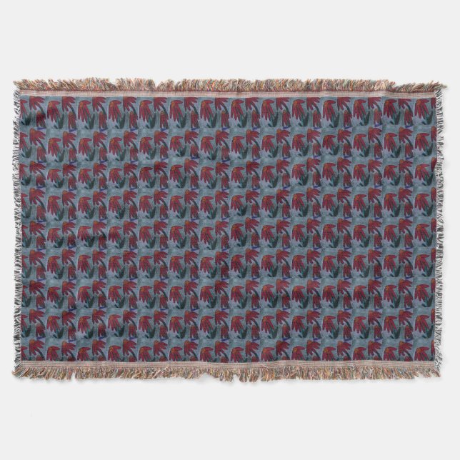Röd Daisy Throw Blanket Filt (Framsidan)
