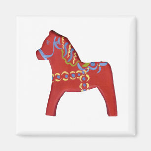 Röd Dala häst nr. 1 magnet
