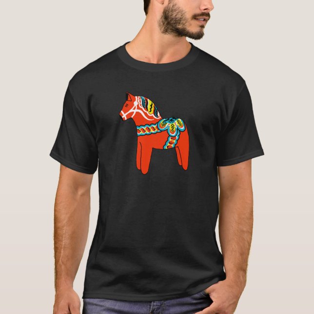 Röd Dala häst T-shirt (Framsida)