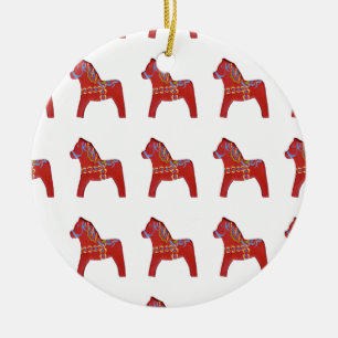 Röd Dalahäst-ornament Julgransprydnad Keramik