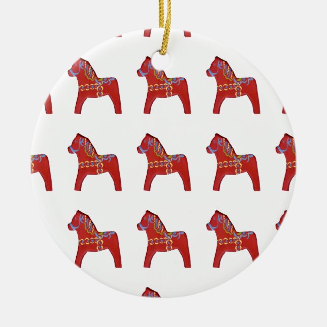 Röd Dalahäst-ornament Julgransprydnad Keramik (Framsidan)