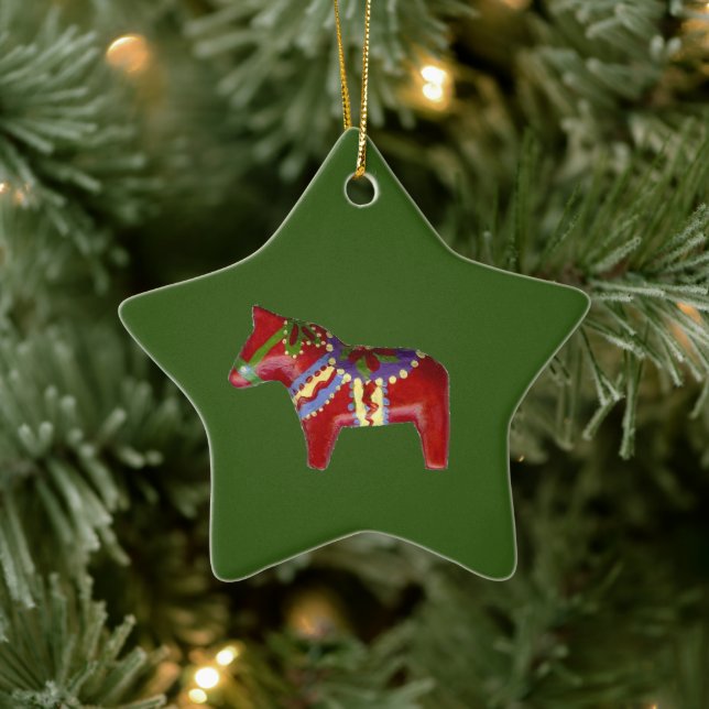 Röd Dalahäst # ! Stjärnprydnad Julgransprydnad Keramik (Träd)