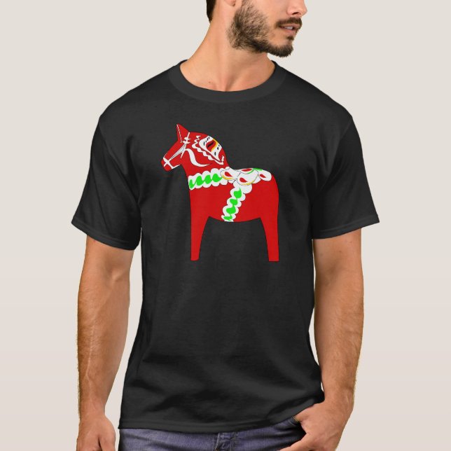 Röd Dalarna häst T-shirt (Framsida)
