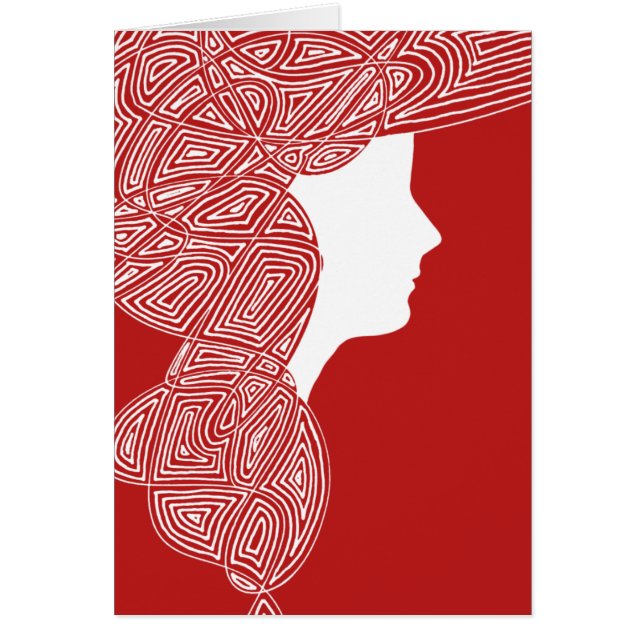 Röd dam hälsningskort (Framsidan)