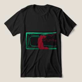 Röd dam i grön badkar t shirt
