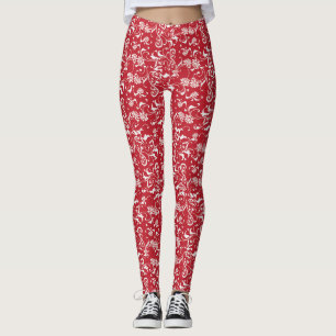 Röd Damask Leggings