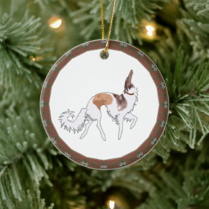 Röd Dansande Borzoi Julgranskula