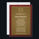 Röd Davidstjärna Bar Mitzvah Inbjudningar<br><div class="desc">Burgunderröd och guld Davidstjärna Bar Mitzvah-inbjudningar.</div>