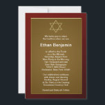 Röd Davidstjärna Bar Mitzvah Inbjudningar<br><div class="desc">Burgunderröd och guld Davidstjärna Bar Mitzvah-inbjudningar.</div>