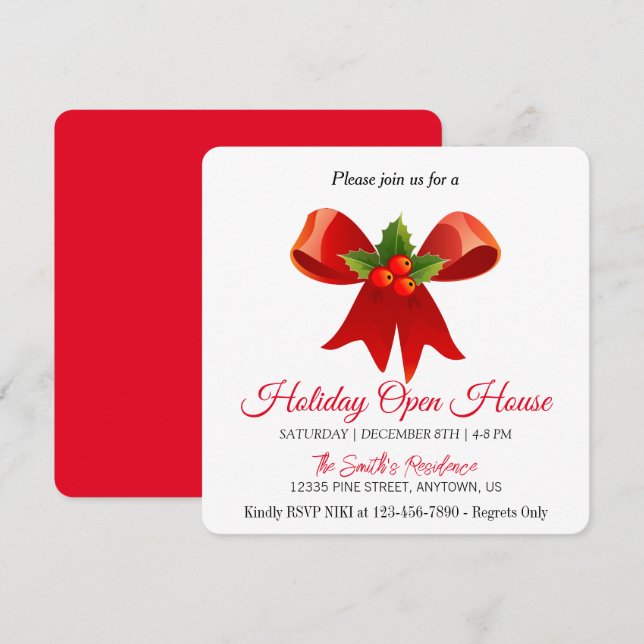 Röd dekoration till julgranen Julkort (Fram/baksida)