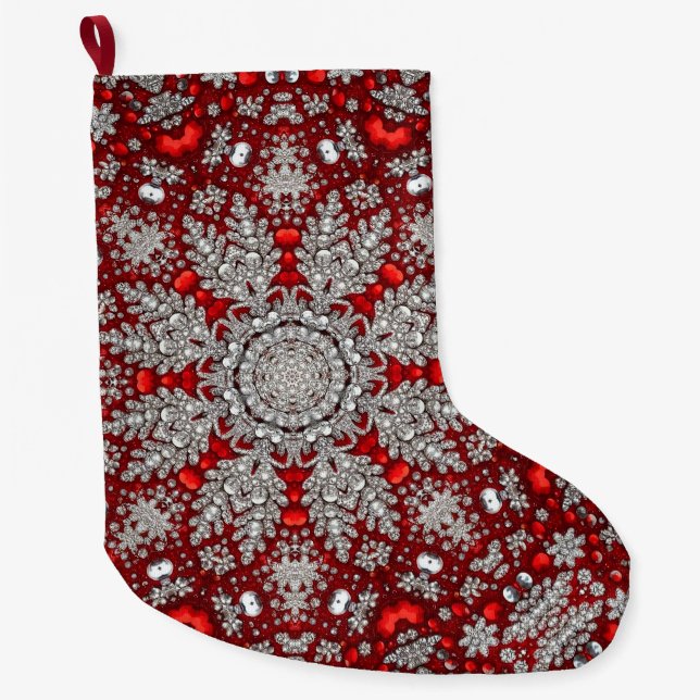 Röd dekorativ Helgdag Stor Julstrumpa (Framsidan)