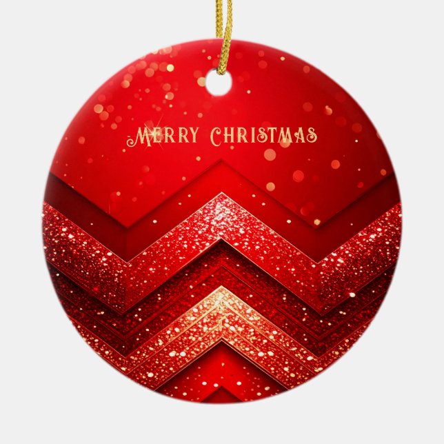 Röd dekorativ jul Helgdag Ornament vid Glitter (Framsidan)