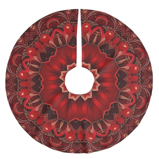 Röd dekorativ julgranströja julgransmatta borstad polyester (Framsidan)