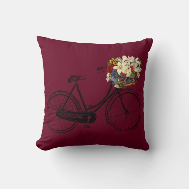 Röd dekorativ kudde för burgundy cykel   blomma (Framsida)