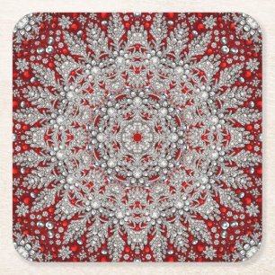Röd dekorativ semester papper coaster underlägg papper kvadrat