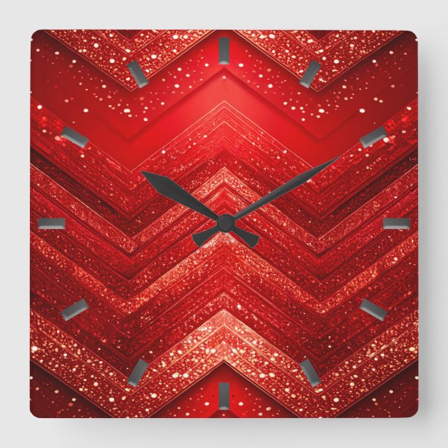 Röd dekorativ väggklocka i Glitter (Framsida)