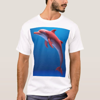Röd delfin sveper över molnen t shirt