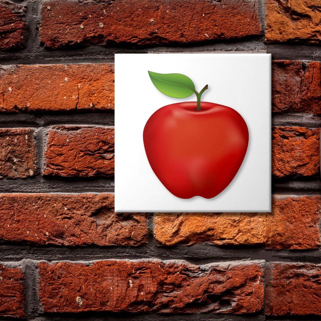 Röd Delicious Äppelkakel Kakelplatta (Red Delicious Apple Ceramic Tile for your home. An original drawing from my garden.)
