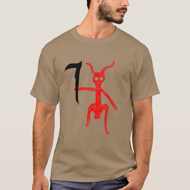 Röd demon med vapen t shirt (Framsida)