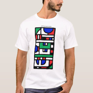 Röd design 006, grönt, blått tee shirt