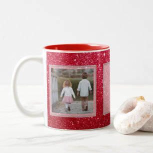 Röd design för bilder w/Text för glitter 2 ditt Två-Tonad Mugg