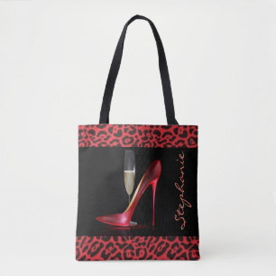 Röd design för Leopard för kickhälchampagne Tygkasse