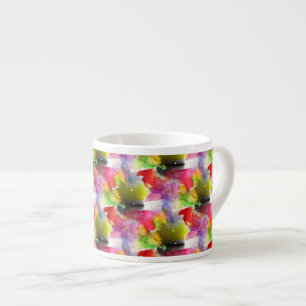 Röd designstruktur, gul vattenfärg espressomugg