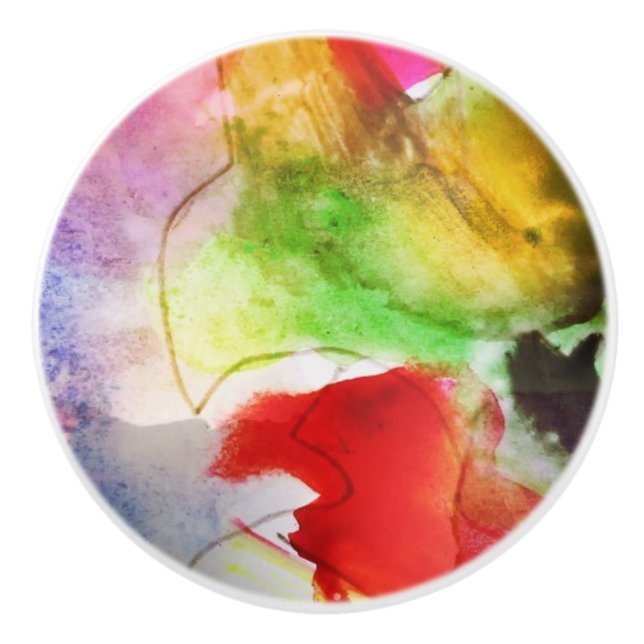 Röd designstruktur, gul vattenfärg knopp (Framsidan)