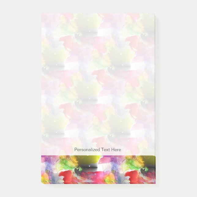 Röd designstruktur, gul vattenfärg post-it block (Framsida)