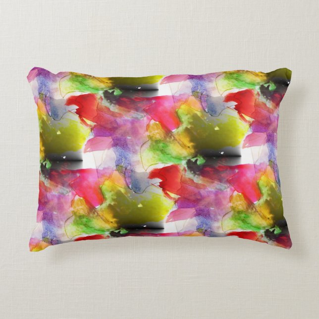 Röd designstruktur, gul vattenfärg prydnadskudde (Framsidan)