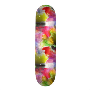 Röd designstruktur, gul vattenfärg skateboard bräda 19,5 cm
