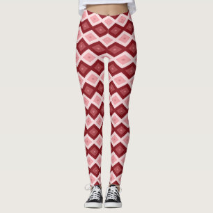 Röd diamant mönster leggings