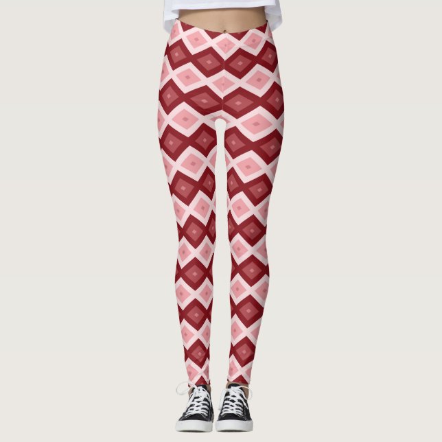 Röd diamant mönster leggings (Framsida)