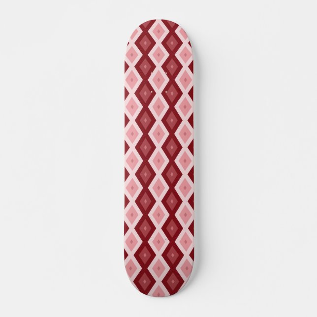 Röd diamant mönster mini skateboard bräda 18,5 cm (Framsida)