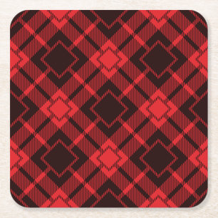 Röd diamant mönster Tartan Underlägg Papper Kvadrat