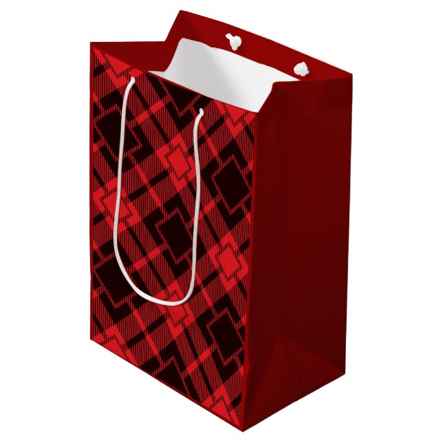 Röd diamantmönstrad Tartan   Presentpapper (Framsidan Vinklad)