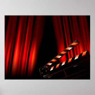 Röd direktör för filmgardinClapboard Poster