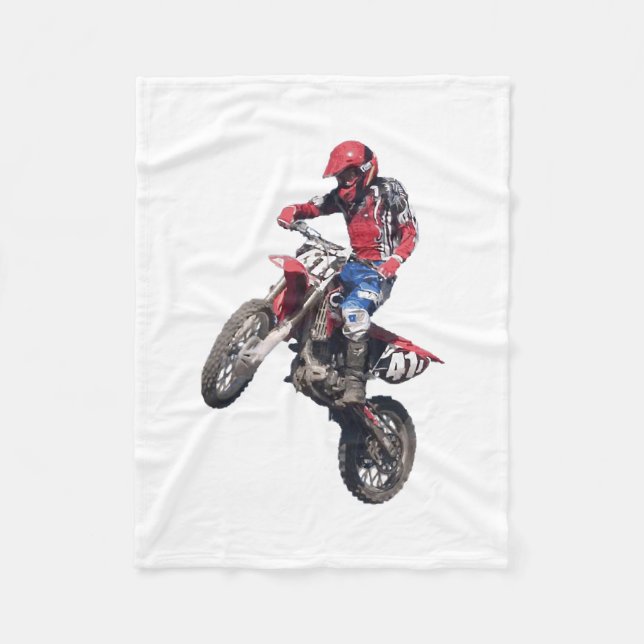 Röd Dirt Bike Fleecefilt (Framsidan)