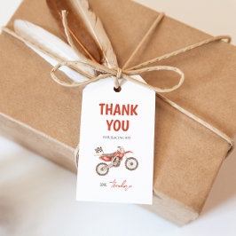 Röd Dirt Bike Födelsedagspresent Tag Presentetikett