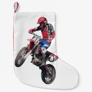 Röd dirt bike liten julstrumpa