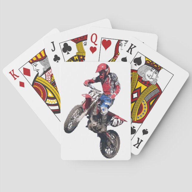 Röd dirt bike spel kort (Baksidan)