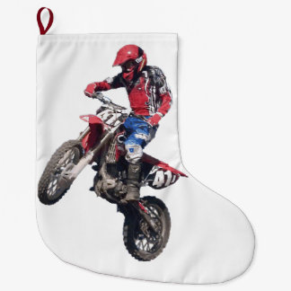 Röd dirt bike stor julstrumpa