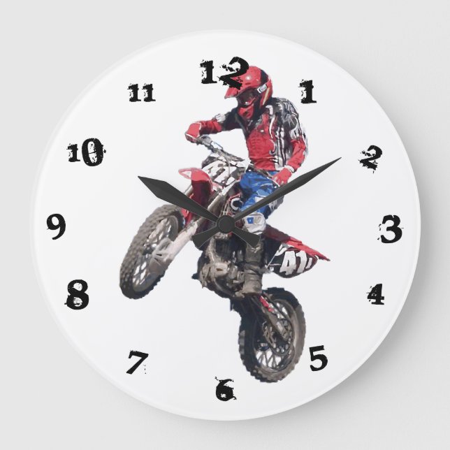 Röd dirt bike stor klocka (Framsida)