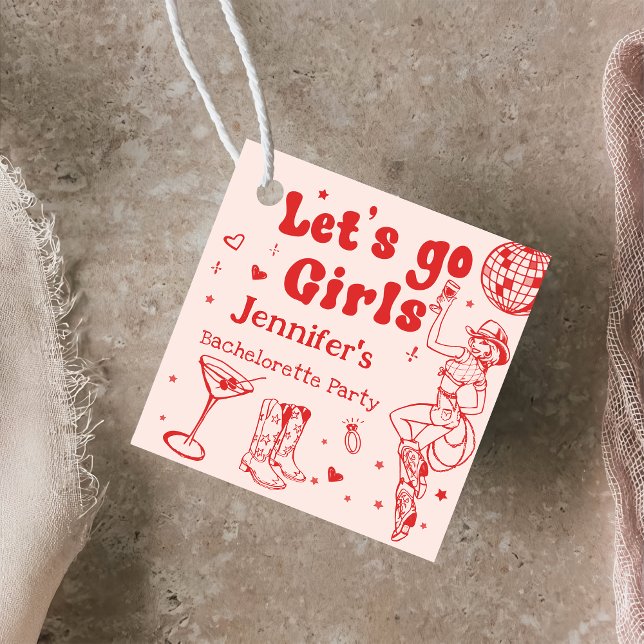 Röd Disco Cowgirl Rodeo Sällskapsfest Gåvor Etiketter (Skapare uppladdad)