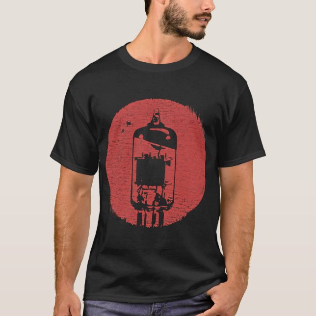 Röd distressad effekt retro vakuumrör t shirt (Framsida)
