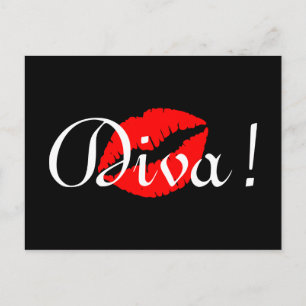 Röd diva kyss vykort