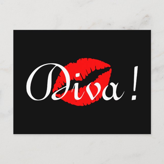 Röd diva kyss vykort (Framsida)