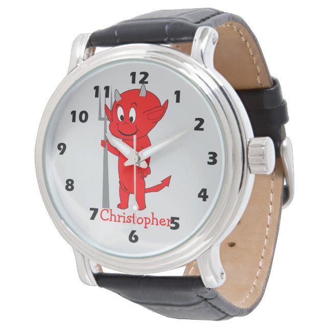 Röd Djävul Design Armbandsur (Vinklad)